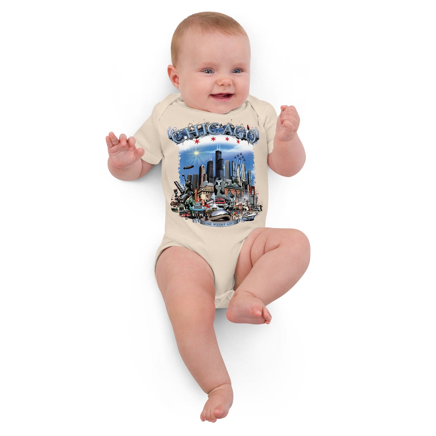 City of Chicago Organic Cotton Baby Onesie